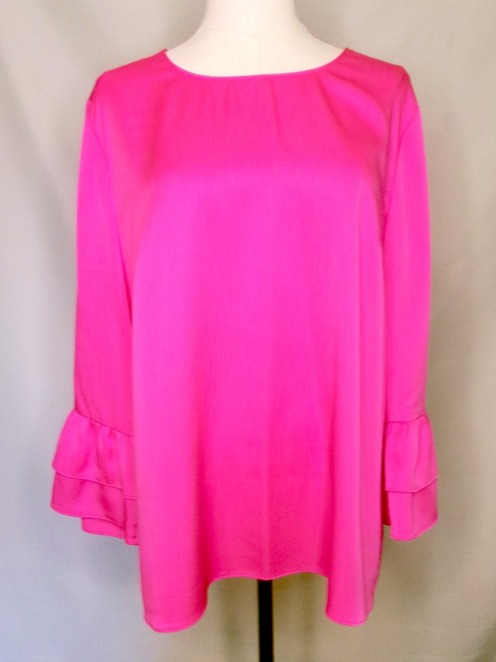 Lilly Pulitzer Hot Pink Ruffle Bell Sleeve Blouse Top L